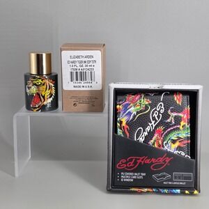 Ed Hardy Tiger Ink Fragrance Wallet Valet Tray Set Mens OS Dragon Tattoo Art Y2K